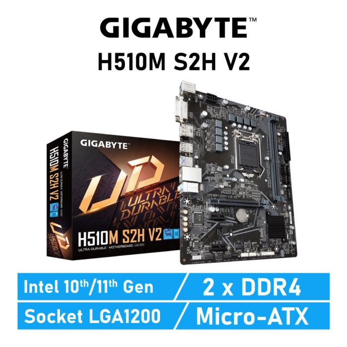 GIGABYTE H510M S2H V2 LGA1200 Intel H510 Micro-ATX Intel Motherboard by gigabyte at Rebel Tech