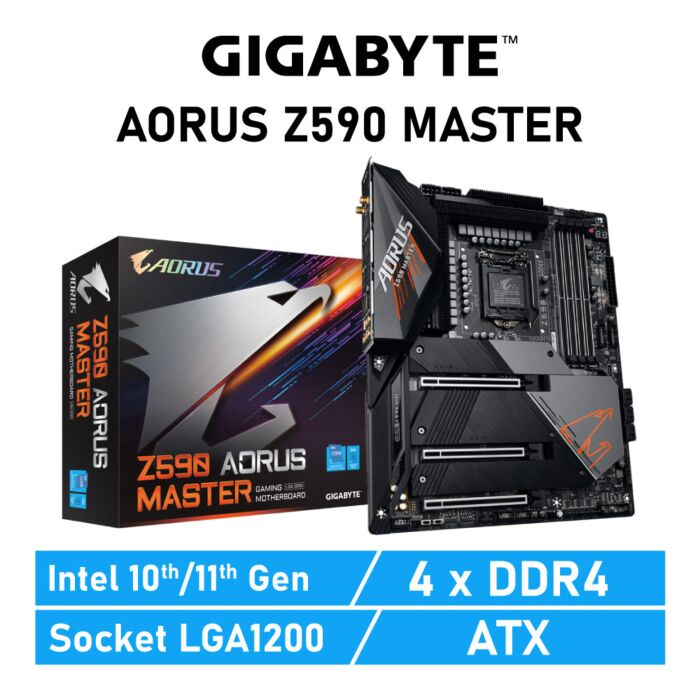 GIGABYTE Z590 AORUS MASTER LGA1200 Intel Z590 ATX Intel Motherboard by gigabyte at Rebel Tech