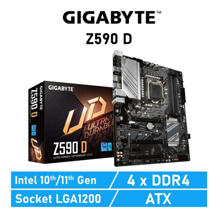 GIGABYTE Z590 D LGA1200 Intel Z590 ATX Intel Motherboard by gigabyte at Rebel Tech