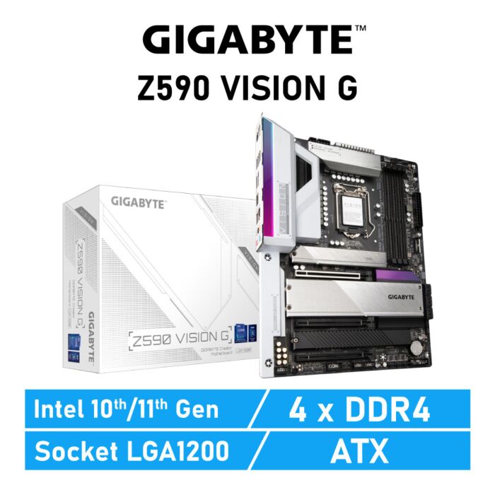 GIGABYTE Z590 VISION G LGA1200 Intel Z590 ATX Intel Motherboard by gigabyte at Rebel Tech
