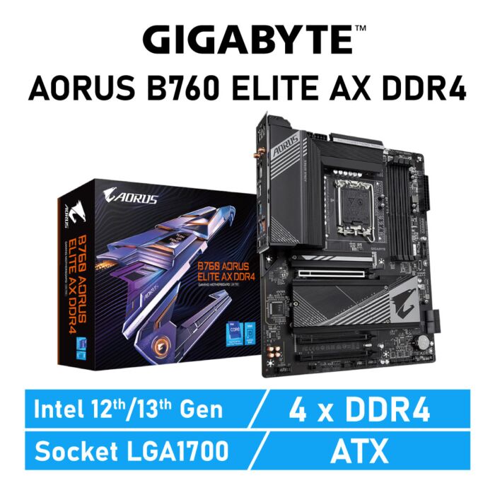 GIGABYTE B760 AORUS ELITE AX DDR4 LGA1700 Intel B760 ATX Intel Motherboard by gigabyte at Rebel Tech