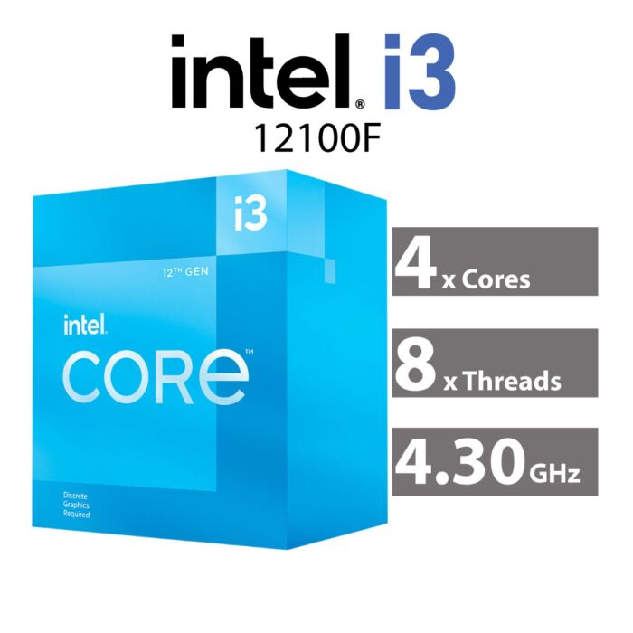 Intel Core i3-12100F Alder Lake 4-Core 3.30GHz LGA1700 58W BX8071512100F Desktop Processor by intel at Rebel Tech