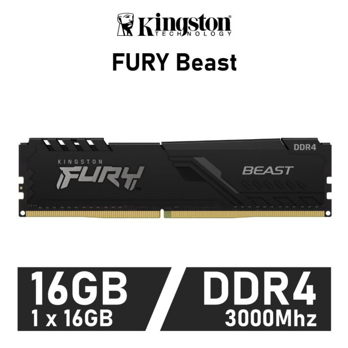Kingston FURY Beast 16GB DDR4-3000 CL15 1.35v KF430C15BB1/16 Desktop Memory by kingston at Rebel Tech