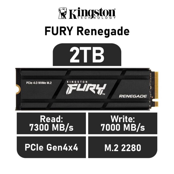 Kingston FURY Renegade 2TB PCIe Gen4x4 SFYRDK/2000G M.2 2280 Solid State Drive by kingston at Rebel Tech