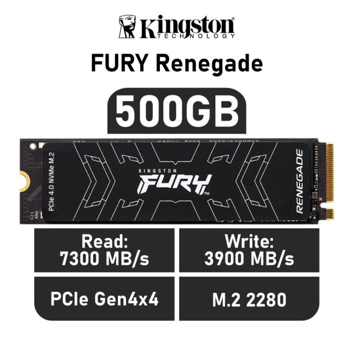 Kingston FURY Renegade 500GB PCIe Gen4x4 SFYRS/500G M.2 2280 Solid State Drive by kingston at Rebel Tech