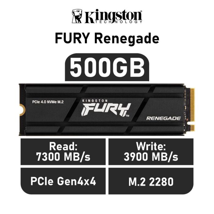 Kingston FURY Renegade 500GB PCIe Gen4x4 SFYRSK/500G M.2 2280 Solid State Drive by kingston at Rebel Tech