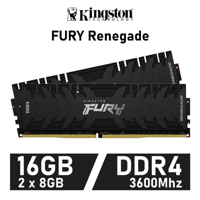 Kingston FURY Renegade 16GB Kit DDR4-3600 CL16 1.35v KF436C16RBK2/16 Desktop Memory by kingston at Rebel Tech