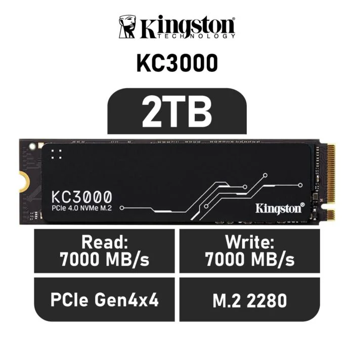 Kingston KC3000 2TB PCIe 4.0 NVMe M.2 SSD, KC3000, AYOUB COMPUTERS