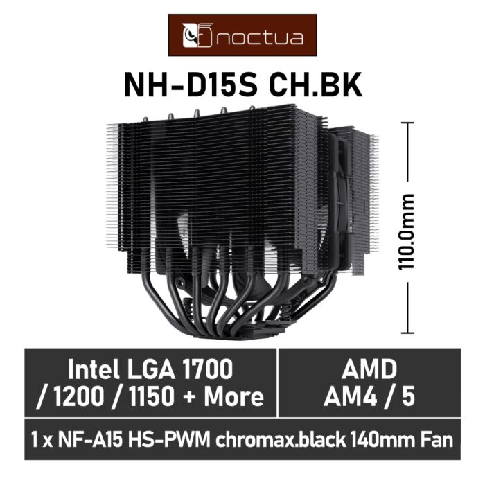 Noctua D15S chromax.black NH-D15S CH.BK Air Cooler by noctua at Rebel Tech