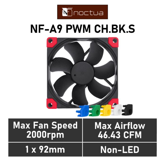 Noctua NF-A9 PWM chromax.black.swap 92mm PWM NF-A9 PWM CH.BK.S Case Fan by noctua at Rebel Tech