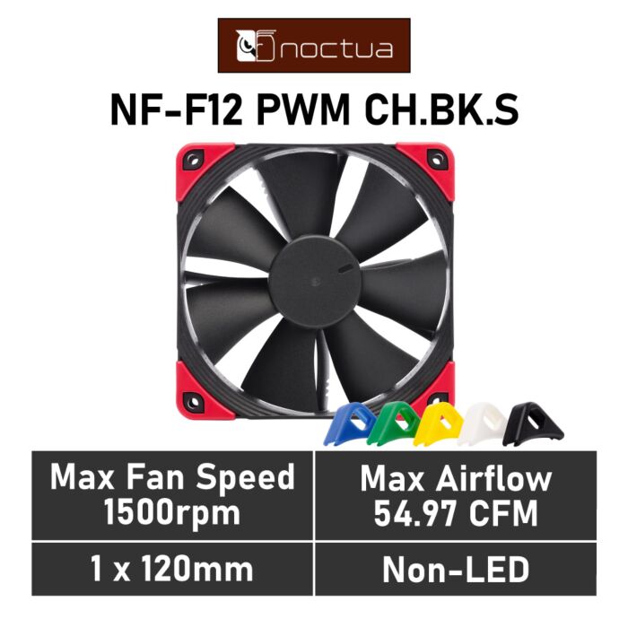 Noctua NF-F12 PWM chromax.black.swap 120mm PWM NF-F12 PWM CH.BK.S Case Fan by noctua at Rebel Tech