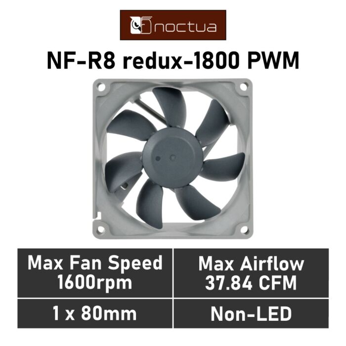 Noctua NF-R8 redux-1800 PWM 80mm PWM NF-R8 REDUX-1800P Case Fan by noctua at Rebel Tech