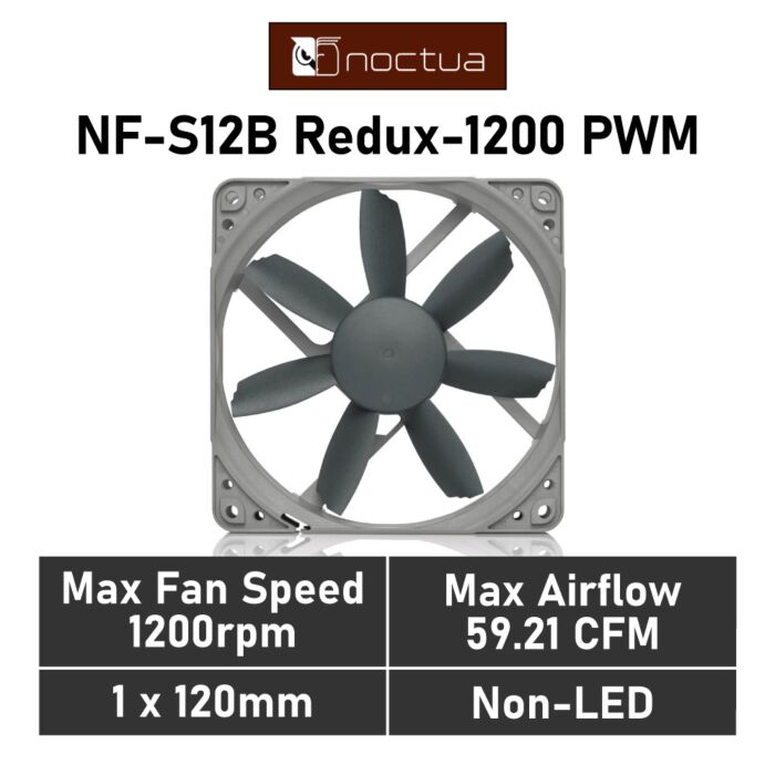 Noctua NF-S12B redux-1200 PWM 120mm PWM NF-S12B REDUX-1200P Case Fan by noctua at Rebel Tech