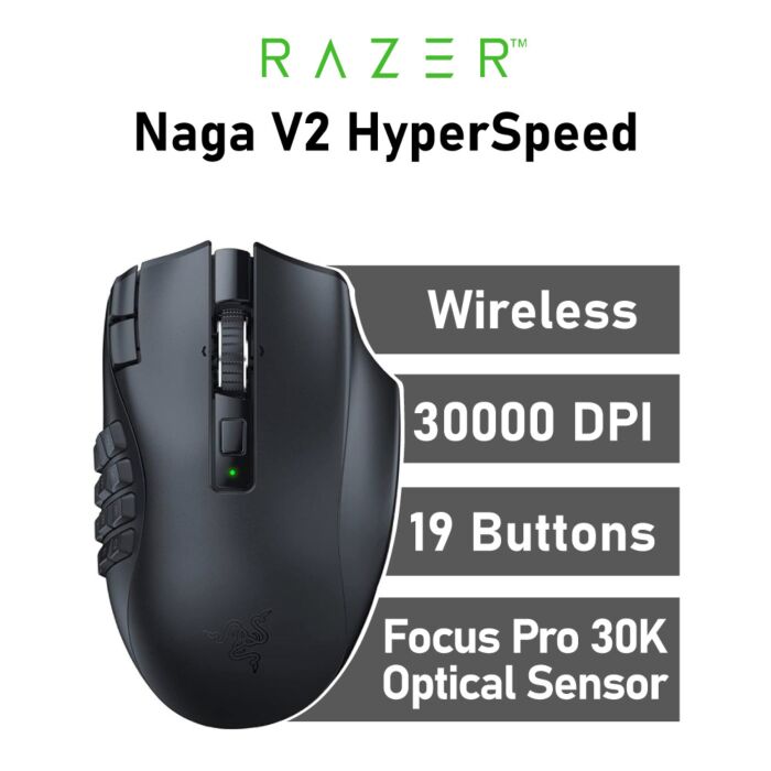 Razer Naga V2 HyperSpeed Optical RZ01-03600100-R3G1 Wireless Gaming Mouse by razer at Rebel Tech