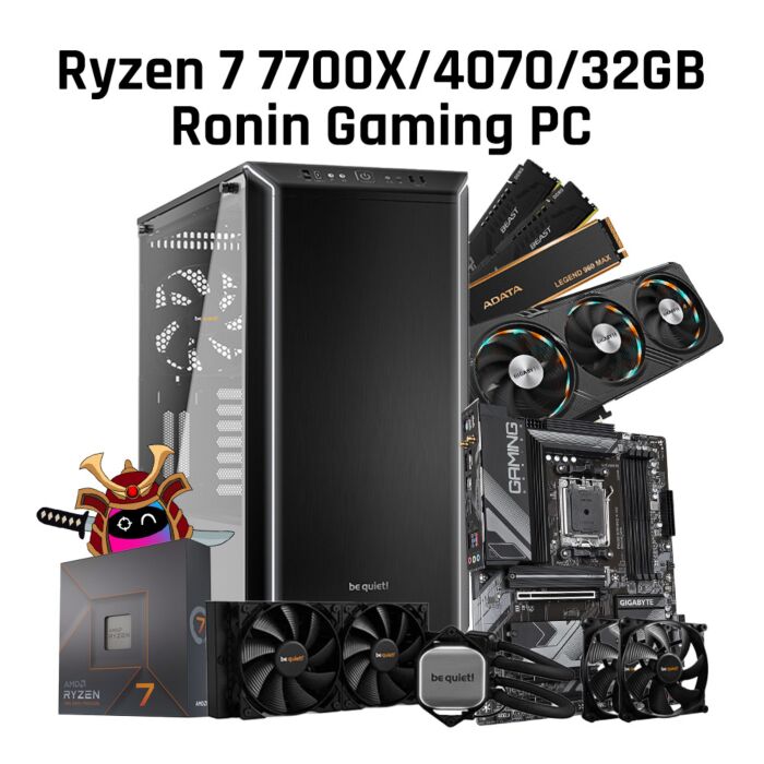 Be Quiet! Ryzen 7 7700X/4070/32GB/1TB BQ-R7 7700x-GMG PC BUILD Ronin Gaming PC by bequiet at Rebel Tech