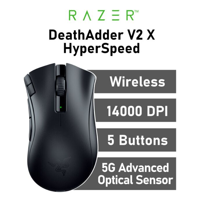 Razer DeathAdder V2 X HyperSpeed Optical RZ01-04130100-R3G1 Wireless Gaming Mouse by razer at Rebel Tech