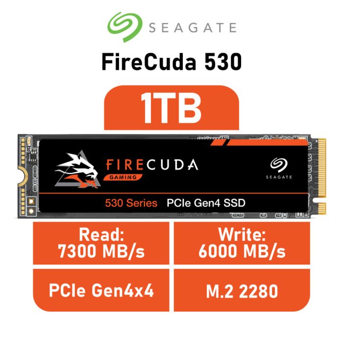Seagate FireCuda 530 1TB PCIe Gen4x4 ZP1000GM3A023 M.2 2280 Solid State Drive by seagate at Rebel Tech