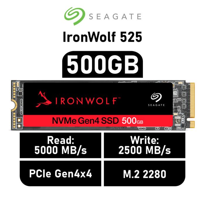 Seagate IronWolf 525 500GB PCIe Gen4x4 ZP500NM3A002 M.2 2280 Solid State Drive by seagate at Rebel Tech