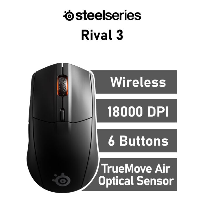 SteelSeries Rival 3 Wireless Optical 62521 Wireless Gaming Mouse by steelseries at Rebel Tech