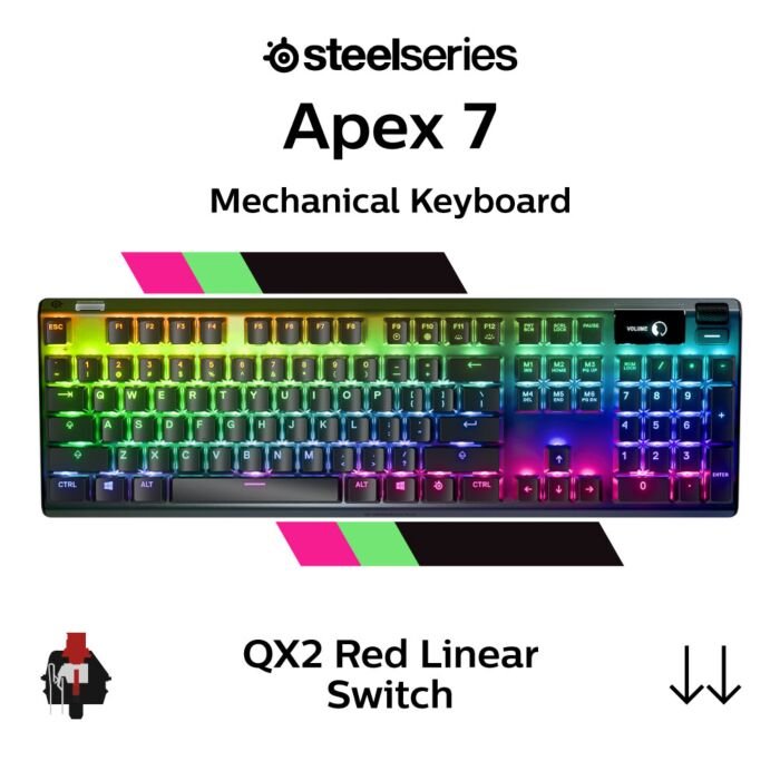 SteelSeries Apex 7 SteelSeries QX2 Red 64636 Full Size Mechanical Keyboard by steelseries at Rebel Tech