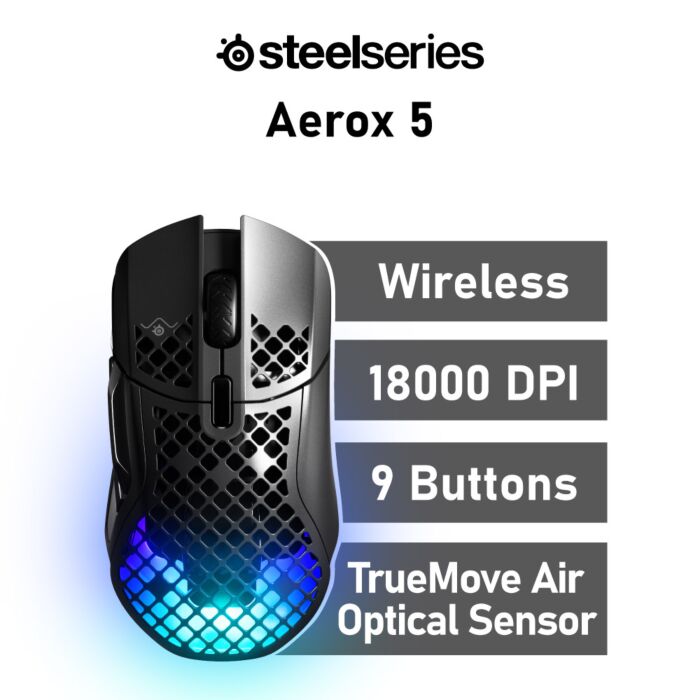 SteelSeries Aerox 5 Wireless Optical 62406 Wireless Gaming Mouse by steelseries at Rebel Tech