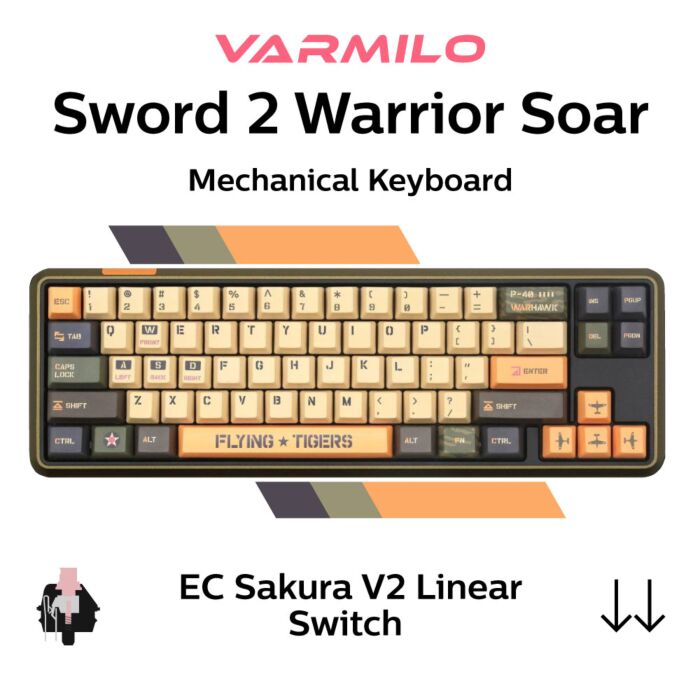 Varmilo Sword 2-68 Warrior Soar EC Sakura V2 A07A036A9A3A01A017 SF Size Mechanical Keyboard by varmilo at Rebel Tech