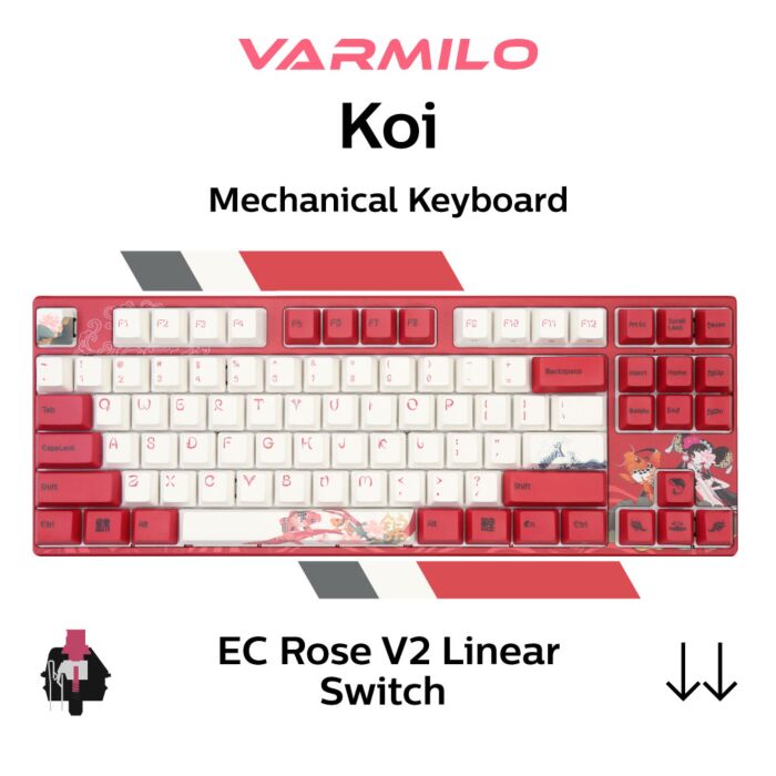 Varmilo MA87 V2 Koi EC Rose V2 A33A039B0A3A01A034 TKL Size Mechanical Keyboard by varmilo at Rebel Tech