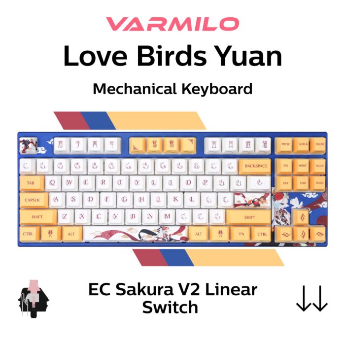 Varmilo MA87 V2 Love Birds Yuan EC Sakura V2 A33A001A9A3A01A001 TKL Size Mechanical Keyboard by varmilo at Rebel Tech