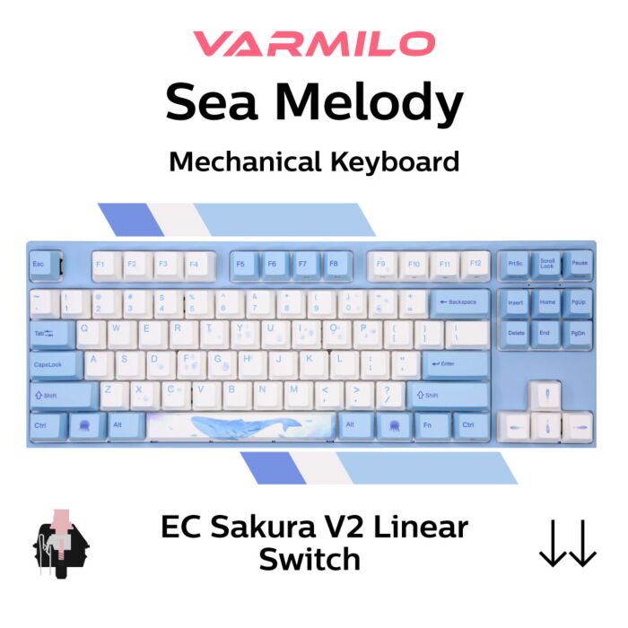 Varmilo MA87 V2 Sea Melody EC Sakura V2 A33A038A9A3A01A033 TKL Size Mechanical Keyboard by varmilo at Rebel Tech