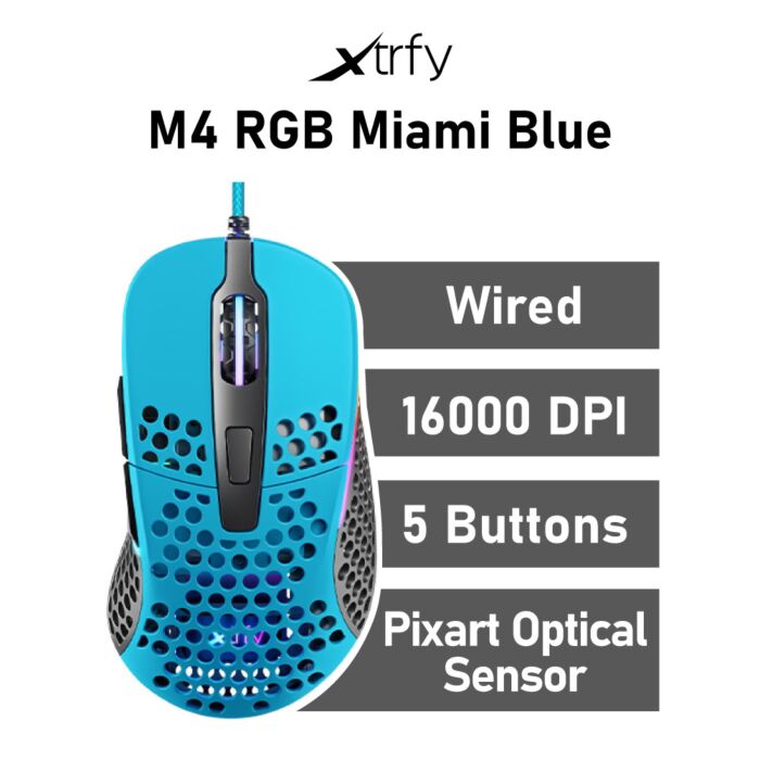 Xtrfy M4 RGB Miami Blue Optical XG-M4-RGB-BLUE Wired Gaming Mouse by xtrfy at Rebel Tech