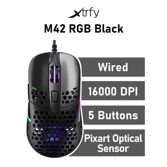 Xtrfy M42 RGB Black Optical M42-RGB-BLACK Wired Gaming Mouse by xtrfy at Rebel Tech