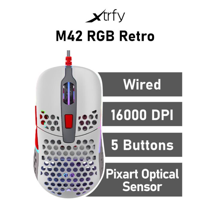 Xtrfy M42 RGB Retro Optical M42-RGB-RETRO Wired Gaming Mouse by xtrfy at Rebel Tech