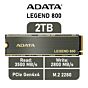 ADATA LEGEND 800 2TB PCIe Gen4x4 ALEG-800-2000GCS M.2 2280 Solid State Drive by adata at Rebel Tech