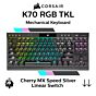 CORSAIR K70 RGB TKL Cherry MX Speed Silver CH-9119014 TKL Size Mechanical Keyboard by corsair at Rebel Tech