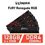 Kingston FURY Renegade RGB 128GB Kit DDR4-3200 CL16 1.35v KF432C16RBAK4/128 Desktop Memory by kingston at Rebel Tech
